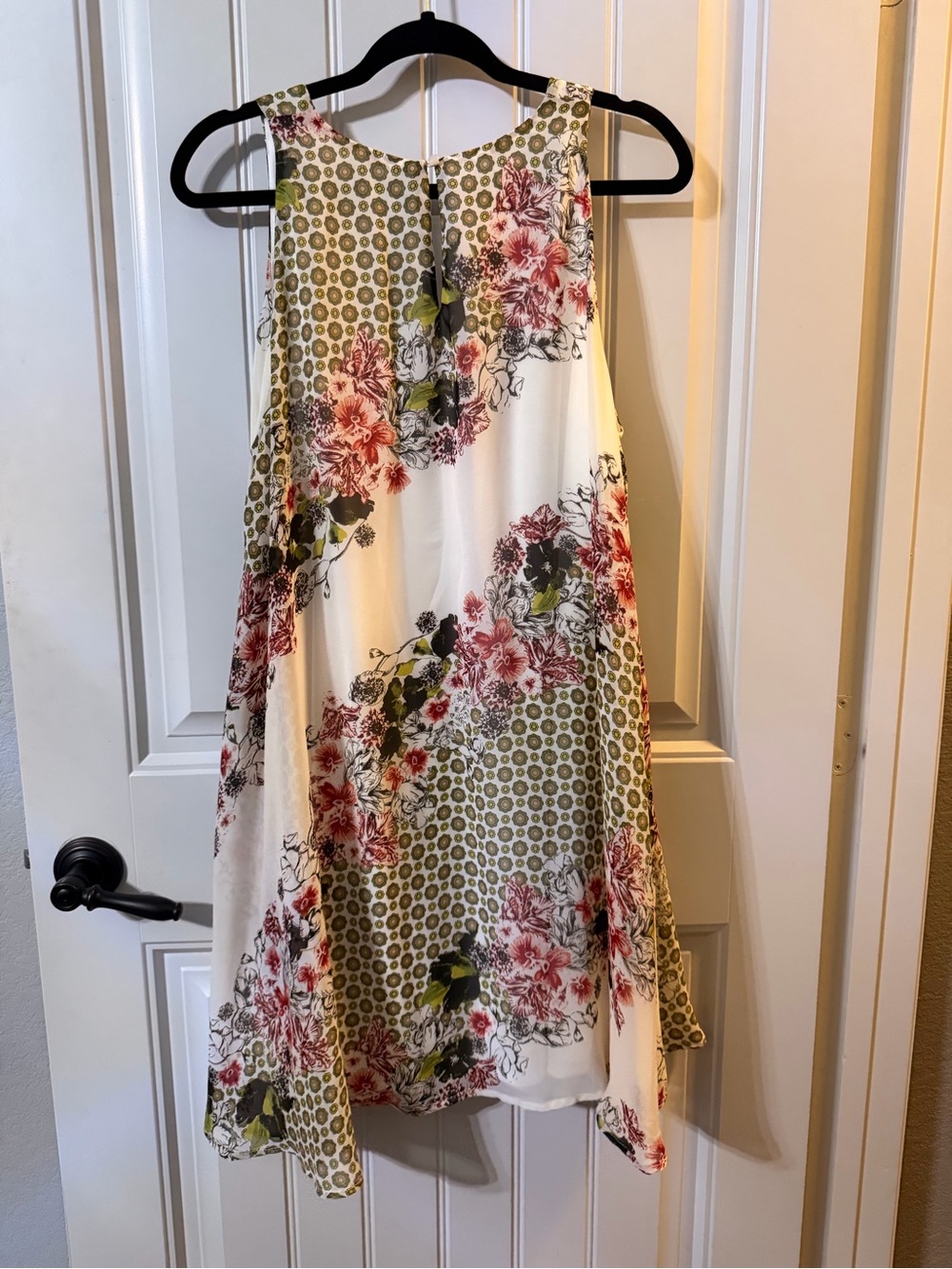 Floral Strapless Swing Dress in Cream and Olive - Picture 3 of 5